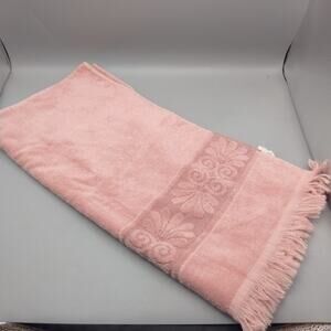 VTG Cannon Monticello Santa Cruz Towel Set Pink Sculpted Fringe USA